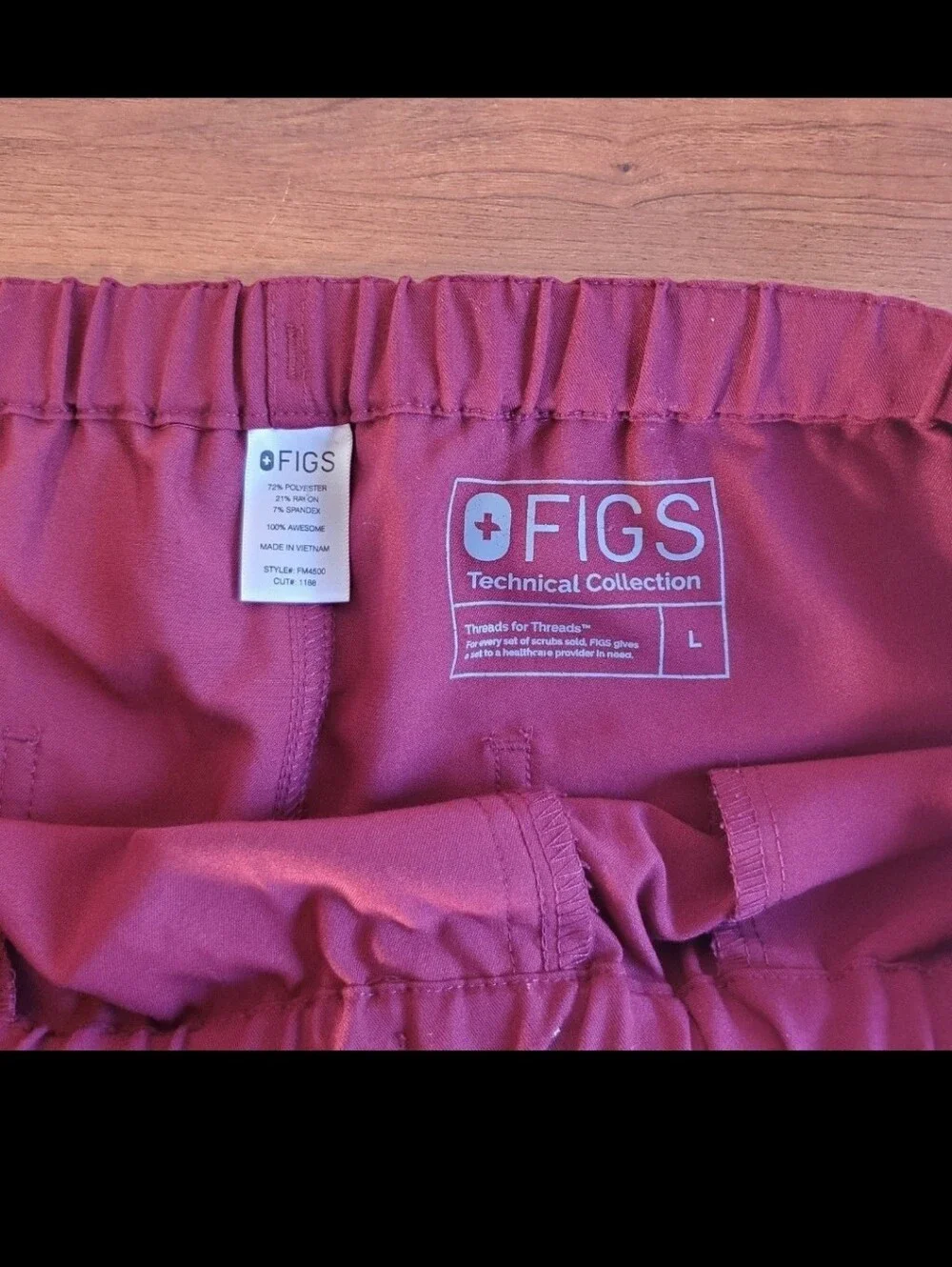 FIGS Men's Medical Pants, Straight-Leg Basic Scrub Burgundy Size L